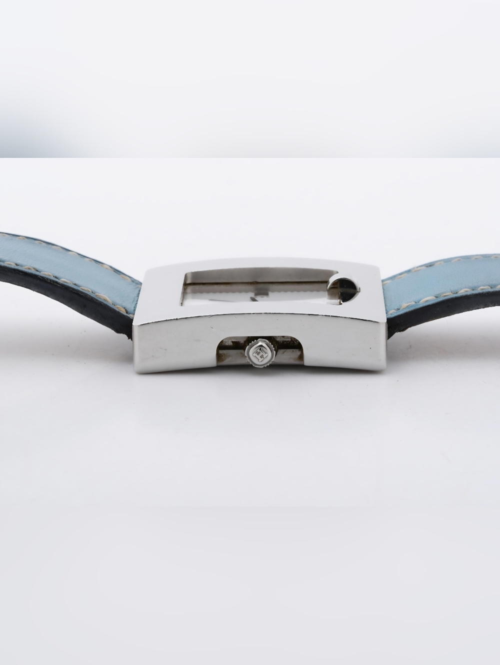 Hermès Paris Square Stainless Steel Womens Watch Light Blue Leather Strap - Picture 3 of 8